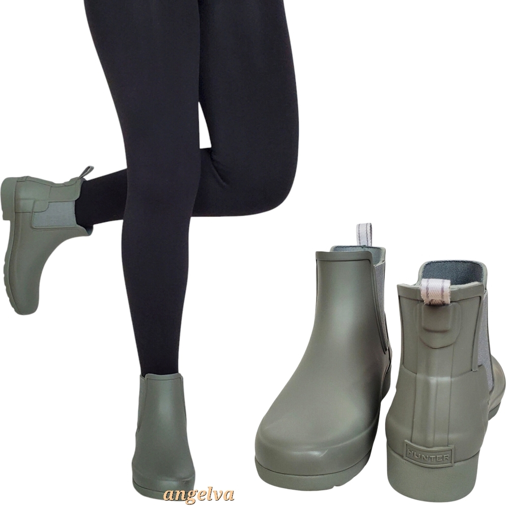 New Hunter original refined Chelsea rain boots gray outdoor winter waterproof
